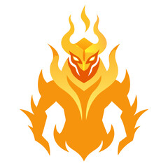 Molten Elemental Creature with Gold Flames and Sharp Symmetry for Bold Icon