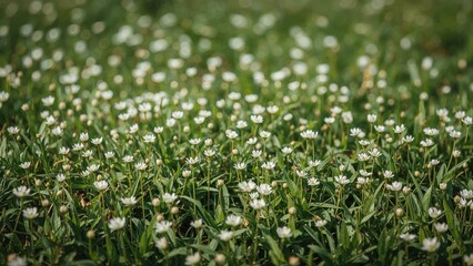 Veronica filiformis flowering across the grassy area
