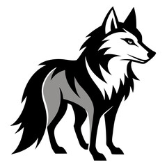 Minimalist Wild Wolf in Monochrome with Jagged Fur and Bold Lines