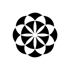 Obraz premium Glowing Vector Mandala Logo with Sacred Shapes