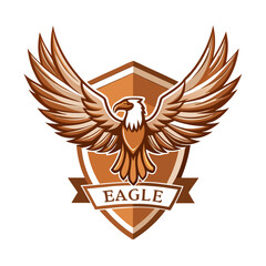 Bronze Eagle in Chrome Badge with Spread Wings and Clean Typography