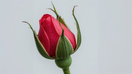 Fototapeta premium A compact rose flower bud with delicate petals held close before blossoming.