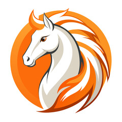 Bright-Maned Knight Horse in Orange Swirl Background for Energetic Branding