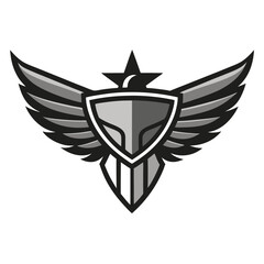 Fototapeta premium Streamlined Metallic Eagle Crest with Detailed Wing Design