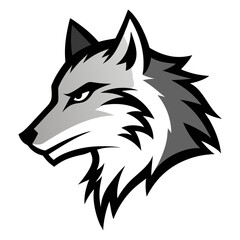 Obraz premium Jagged-Fur Wolf in Monochrome with Bold Inky Outline and Upward Stance