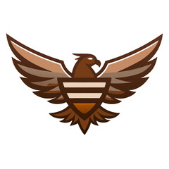 Flying Bronze Eagle in Chrome Badge with Spread Wings and Bold Text