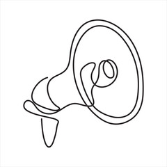 Megaphone public horn speaker continuous single line art drawing vector illustration.