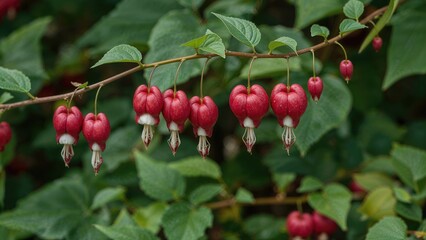 Fototapeta premium An evergreen climbing plant from tropical West Africa, bleeding heart vine is frequently mistaken and is also referred to as glory bower, bagflower, and tropical bleeding.