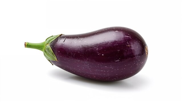 Freshly harvested eggplant placed on white background. Organic vegetable from greenhouse cultivation for vegetarian meals. - Powered by Adobe