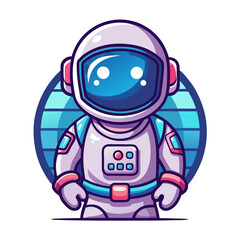 Astronaut Mascot with Reflective Visor and Cosmic Badge for Sleek Vector Presentation