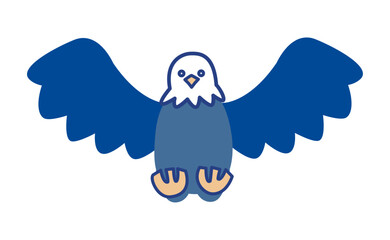 鷹の飛ぶポーズの正面のイラスト