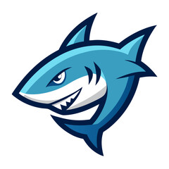 Sharp-Edged Minimalist Shark Mascot with Cool Gradients in Forward-Angled Badge