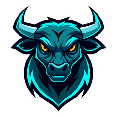 Vibrant Neon Bull Mascot with Bold Shadows for Competitive Team Branding