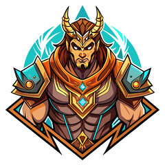 Tribal Fantasy Fighter with Glowing Runes and Bold Badge Format for Esports Identity