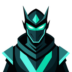 Stealth Hunter in Angular Armor with Glowing Visor for Futuristic Vector Icons