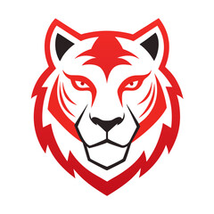Obraz premium Minimal Tiger Head in Sharp White-Red Lines for Elegant Sports or Wildlife Logos