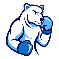 Boxing Polar Bear in Mid-Punch with Speed Lines and Clean Sports Vector Rendering