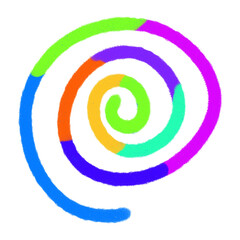 Colorful Spiral: A vibrant and playful illustration of a spiral shape composed of various bright colors, suggesting concepts of growth, transformation, and dynamic movement.