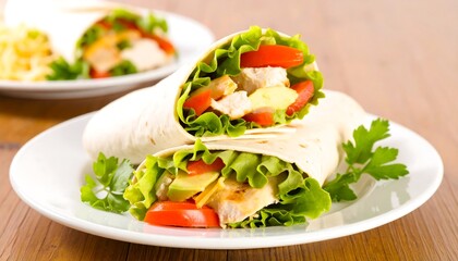 Chicken wrap with salad and vegetables