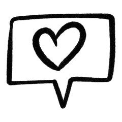 Love in Digital Discourse: A simple yet impactful hand-drawn heart symbol within a speech bubble, conveying the essence of affection, approval, and digital connection.