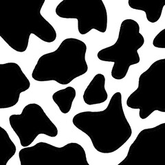 Cowhide Pattern Design: An abstract illustration of a classic cowhide pattern, showcasing a series of organic black shapes on a bright field.