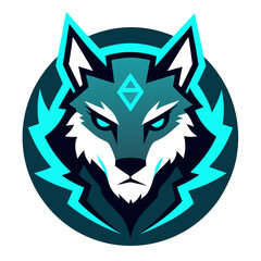Futuristic Wolf Face with Electric Accents and Clean Badge Layout for Esports Logos