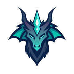 Mystic Dragon Head with Cyber Elements and Wing Details in Clean Fantasy Team Badge