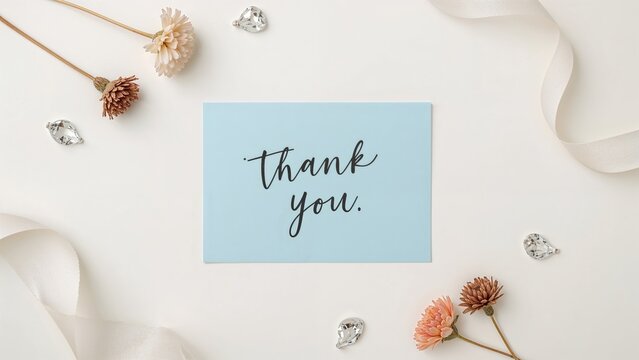 A blue reminder card with a thankful message conveying gratitude.