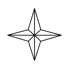 Geometric Star Symbol: A minimalist illustration of a four-pointed star, rendered in stark black lines against a plain background, ideal for design elements.