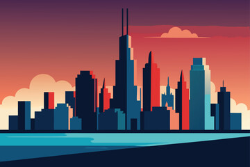 Fototapeta premium skyscrapers of chicago with lake michigan in foreg.eps