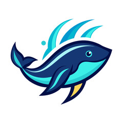 Dynamic Whale Icon with Motion Lines and Glowing Eyes for Aquatic Branding