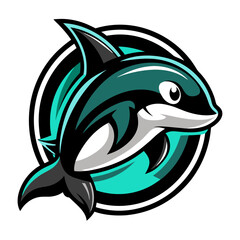 Leaping Orca Mascot in Bold Turquoise and Clean Badge Composition