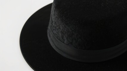 Dark velvet headwear against a plain white backdrop
