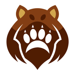 Brown Bear Icon with Claw Accents and Smooth Vector Style for Power Teams