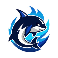 Fierce Orca Leaping from Stylized Waves with Chrome Accents and Tribal Flair