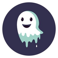Mischievous Ghost with Dripping Ectoplasm and Clean Circular Badge Design