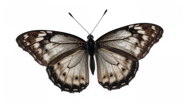 Staff of Black Butterflies Unfolding Wings on a Light Surface