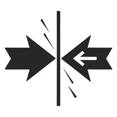 Split VS Screen in Black and White with Converging Arrows and Speed Lines