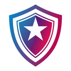 Patriotic Shield Emblem with Starburst Center and Glowing Gradient Edges