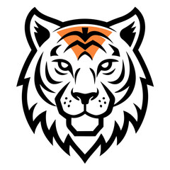 Minimalist Tiger Face with Bold Outlines and Athletic Typography