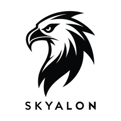 Striking black and white graphic logo featuring the head of an eagle with sharp, angular lines, symbolizing power and vision, isolated on a white background