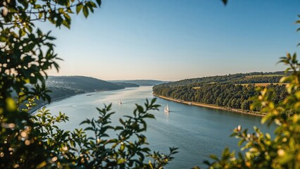 Fototapeta premium River meander illuminated by daylight in a natural area