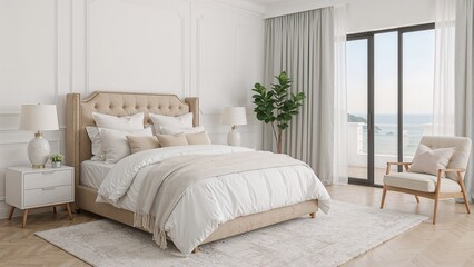 Fototapeta premium Tastefully designed sleeping spaces promoting tranquility and deep rest