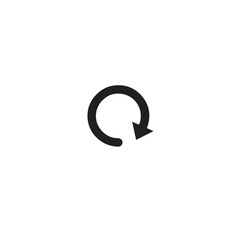 Vector art of circular black arrow isolated on white background for web design and refresh