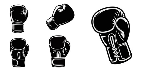 boxing gloves logo vector icon illustration, Set of Boxing gloves vector illustration. Hanging boxing gloves, Dynamic grunge vector illustration featuring hanging Muay Thai boxing gloves, boxing glove