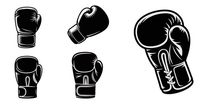 boxing gloves logo vector icon illustration, Set of Boxing gloves vector illustration. Hanging boxing gloves, Dynamic grunge vector illustration featuring hanging Muay Thai boxing gloves, boxing glove - Powered by Adobe
