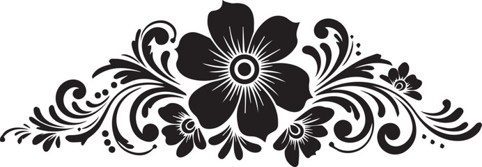 Decorative Floral Border with Central Flower and Swirling Accents decoration ornament