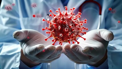 A scientist holds a petri dish with virus and bacteria cells - Powered by Adobe
