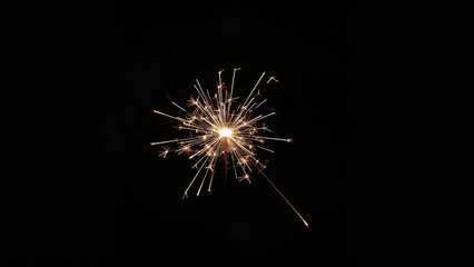 Fototapeta premium Glowing sparkler shaped into a circle set against black