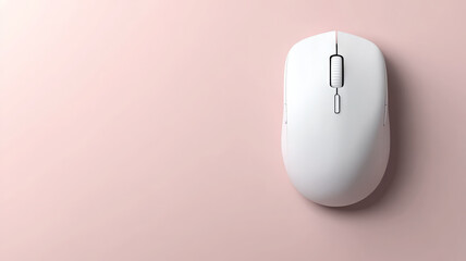 White gaming mouse, high resolution mockup, minimalist style, soft pink background, modern design